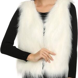 Tanming | Women’s White Faux Fur Vest